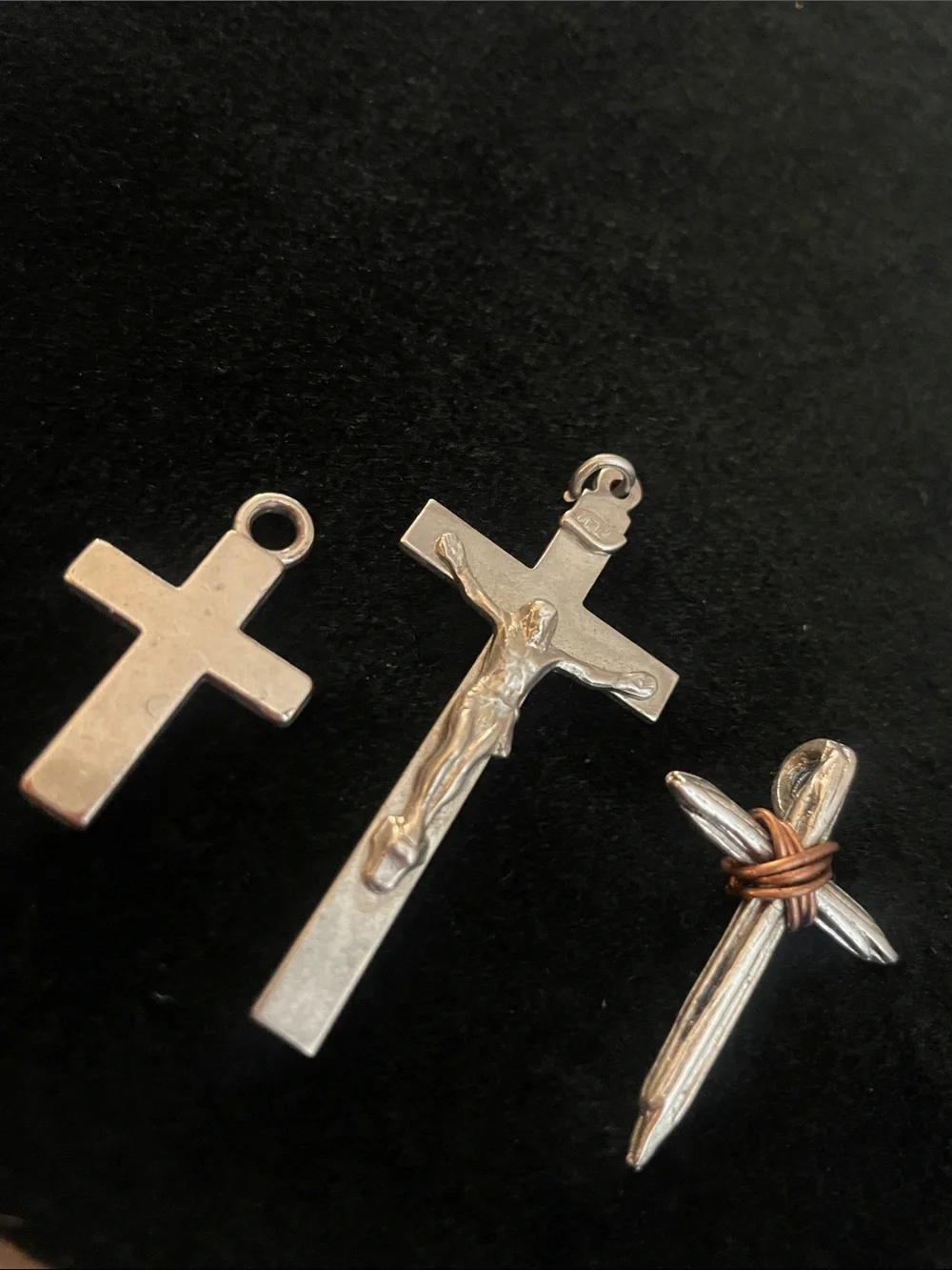 Vintage lot of 3 Silver Tone Cross Pendants!